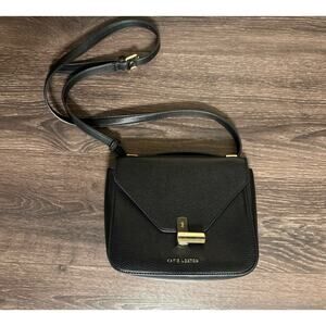 Katie Loxton Black Leather Crossbody Bag Purse Adjustable Strap Gold Clasp